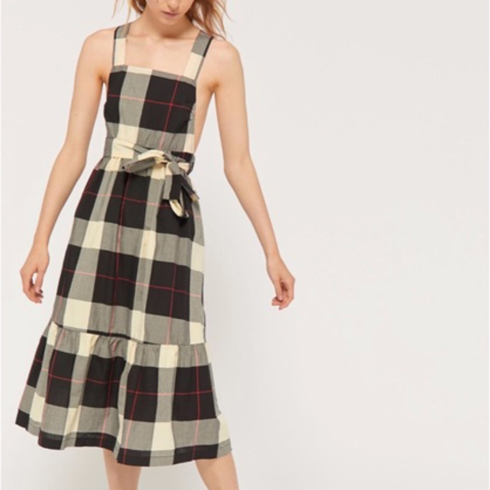 Urban Outfitters Betsy Plaid Apron Midi Dress